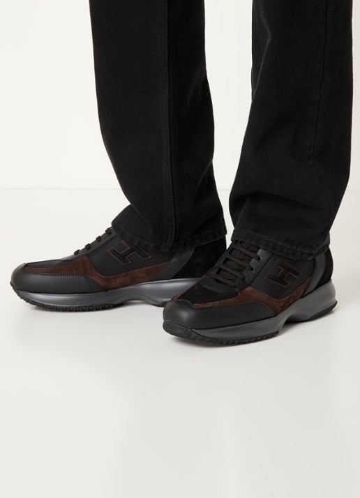 Hogan Interactive sneaker met suède en leren details - voorkant 2 zwart