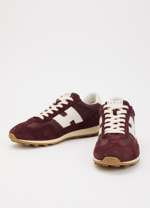 Hogan Sneaker met suède details - detail 2 bordeauxrood