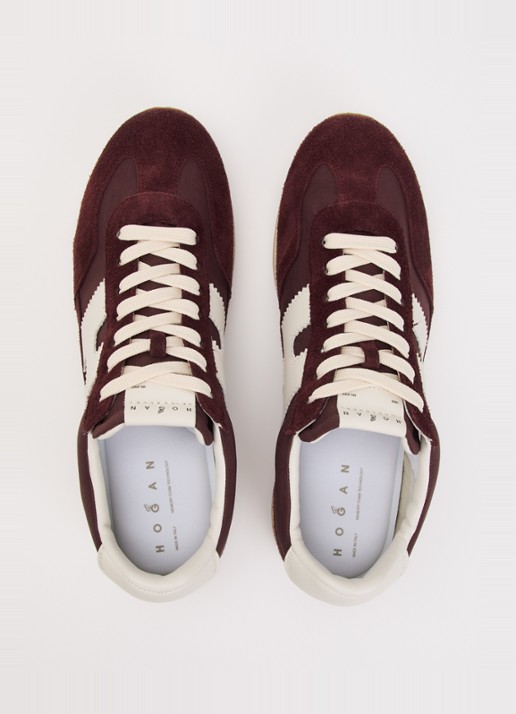 Hogan Sneaker met suède details - detail 3 bordeauxrood