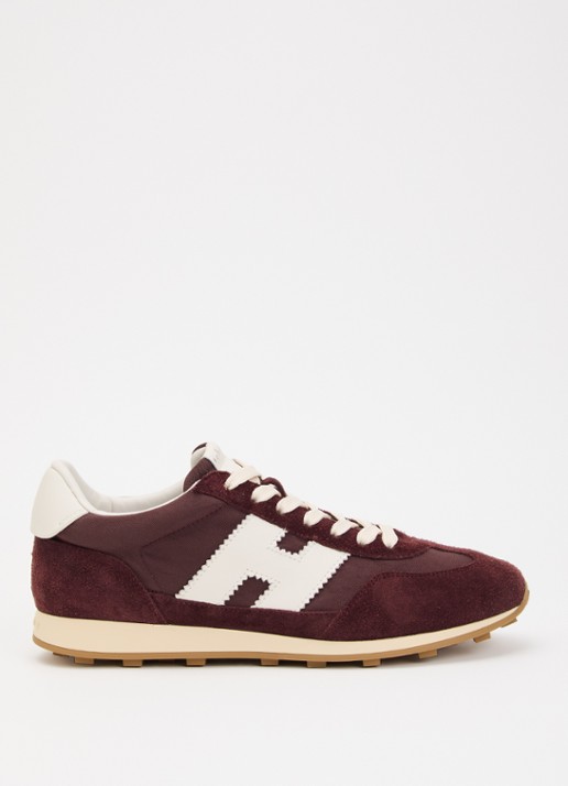 Hogan Sneaker met suède details - voorkant bordeauxrood