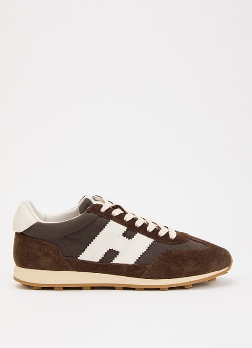 Hogan Sneaker met suède details - voorkant 5 chocoladebruin