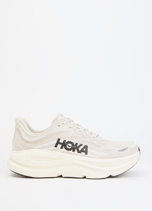 HOKA Bondi 9 hardloopschoen met mesh details - voorkant grijs