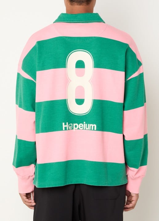 Hopeium Ghandi sweater met polokraag - achterkant 4 donkergroen