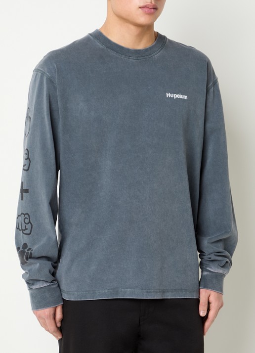 Hopeium Longsleeve met logo- en backprint - achterkant donkergrijs