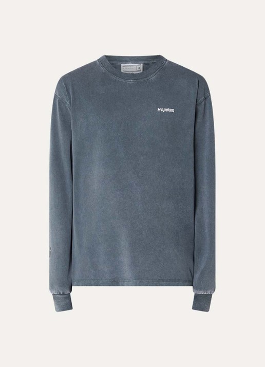 Hopeium Longsleeve met logo- en backprint - voorkant 2 donkergrijs