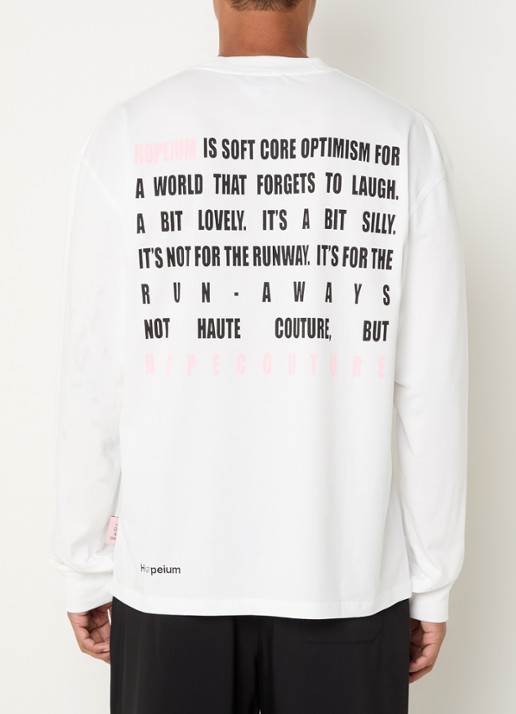 Hopeium Longsleeve met logo- en backprint - detail wit