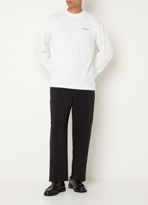 Hopeium Longsleeve met logo- en backprint - voorkant 3 wit