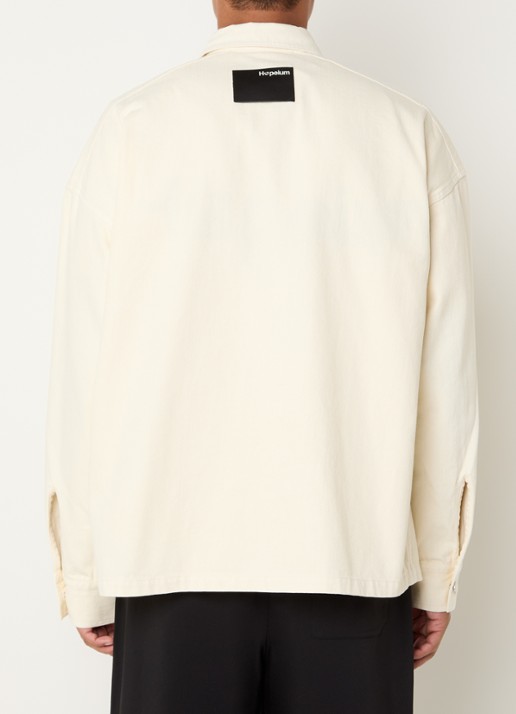 Hopeium Overshirt van denim met borstzak - achterkant 4 creme