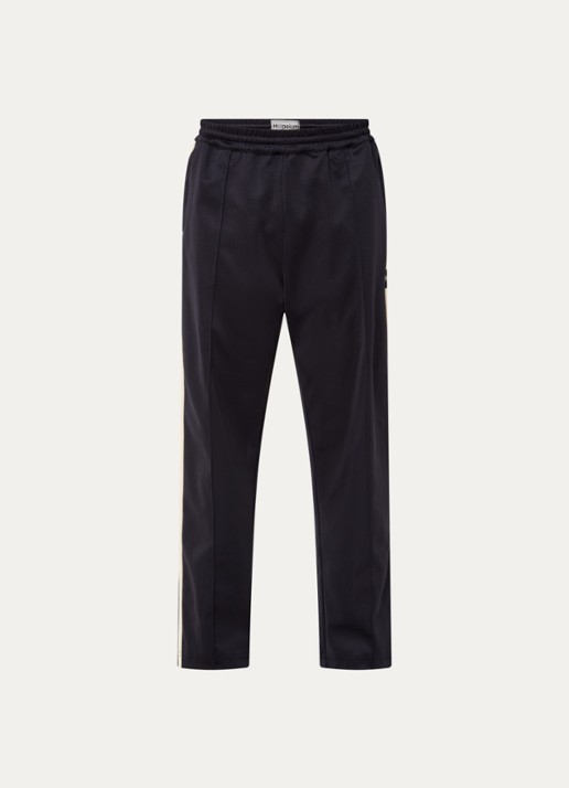 Hopeium Straight fit trackpants met ritszakken en logo - voorkant zwart