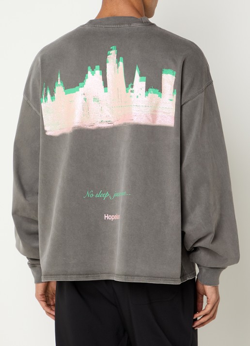 Hopeium Sweater met backprint - detail 3 grijs