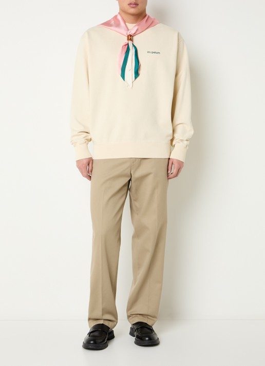 Hopeium Sweater met logo- en backprint - voorkant 4 creme