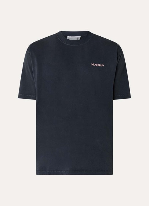 Hopeium T-shirt met logo- en backprint - voorkant antraciet