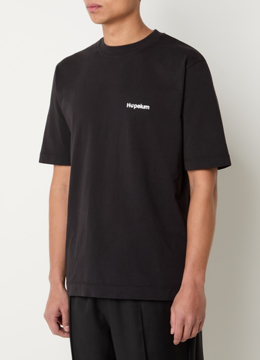 Hopeium T-shirt met logo- en backprint - achterkant zwart