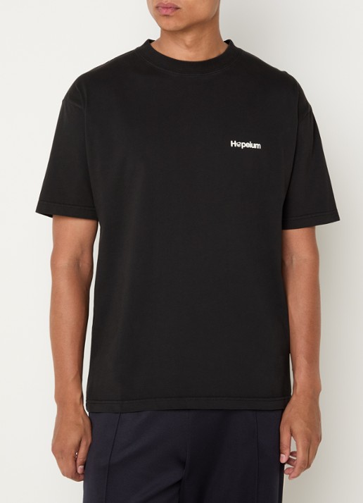 Hopeium T-shirt met logo- en backprint - achterkant zwart