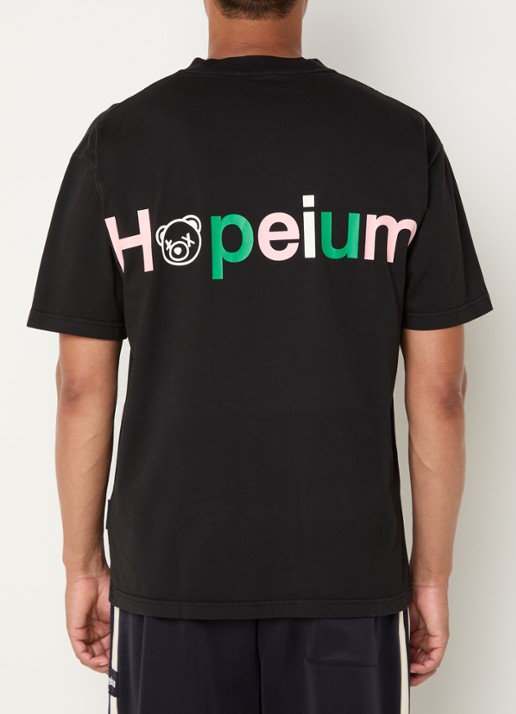Hopeium T-shirt met logo- en backprint - detail 2 zwart