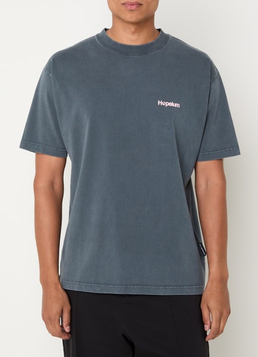 Hopeium T-shirt met logo- en backprint - achterkant donkergrijs