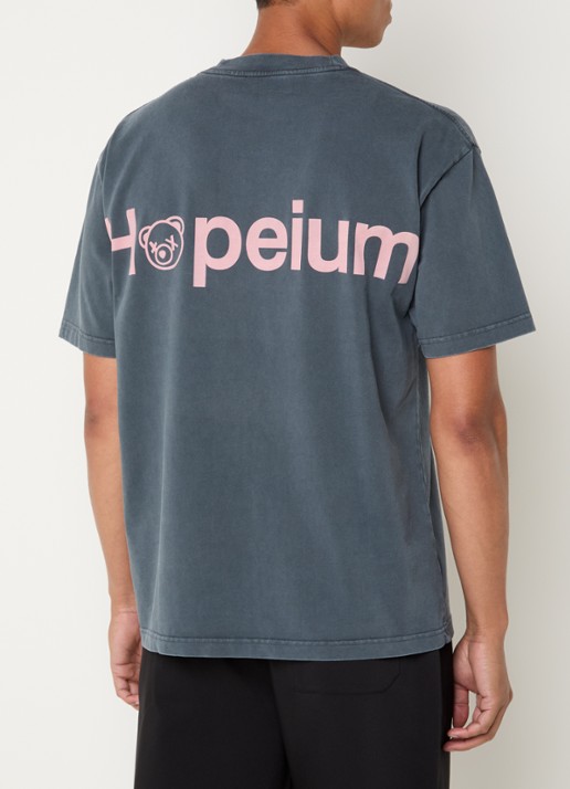 Hopeium T-shirt met logo- en backprint - detail 2 donkergrijs