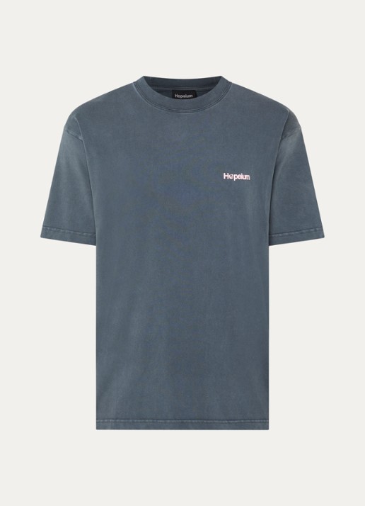 Hopeium T-shirt met logo- en backprint - voorkant 3 donkergrijs