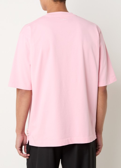 Hopeium T-shirt met logoprint - achterkant 4 zalmroze
