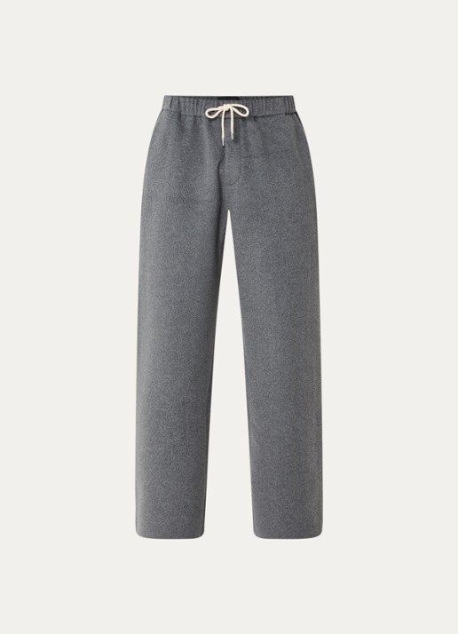 Hopeium Wide fit broek van wol met steekzakken - voorkant grijsmele