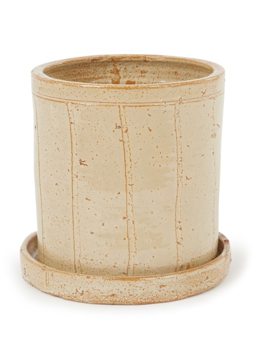 House Doctor Julian bloempot van keramiek voor binnen Ø 22 cm - voorkant 2 beige