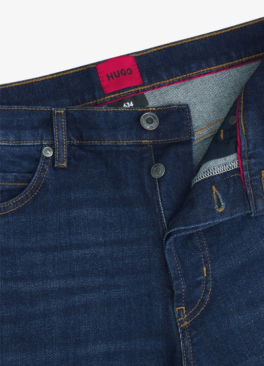 HUGO 634 slim fit jeans met donkere wassing - detail 7 indigo