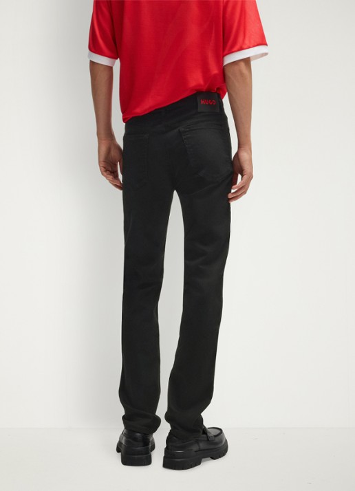 HUGO 708 slim fit jeans met gekleurde wassing - achterkant 6 zwart