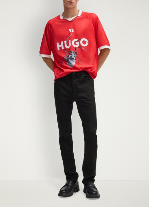 HUGO 708 slim fit jeans met gekleurde wassing - voorkant 2 zwart