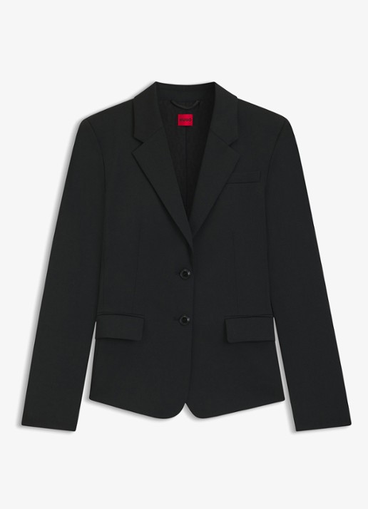 HUGO Aredana blazer in wolblend met schoudervulling - voorkant 2 zwart