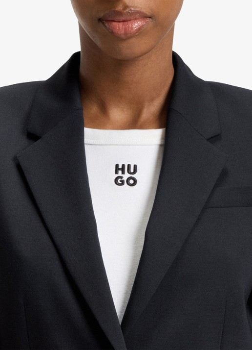 HUGO Aredana blazer in wolblend met schoudervulling - detail 2 donkerblauw