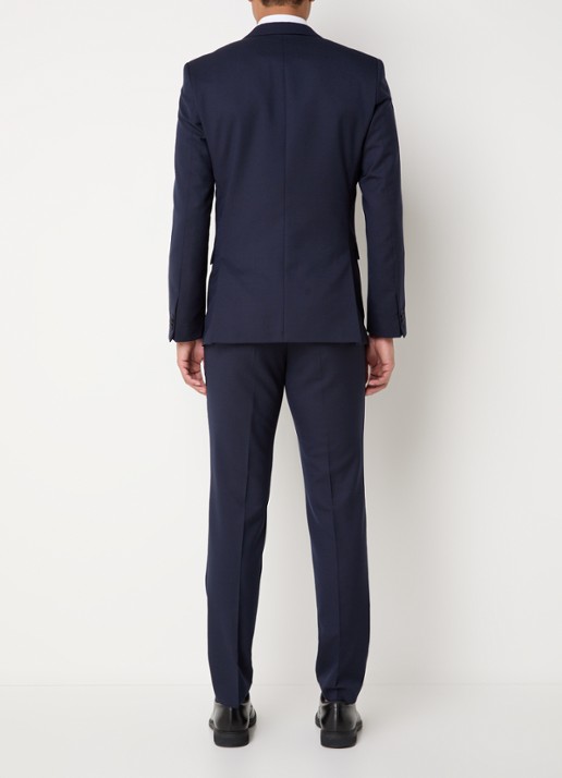 HUGO Arti/Hesten slim fit 3-delig pak in scheerwolblend - achterkant donkerblauw