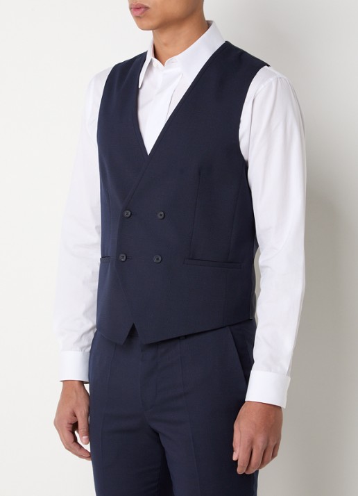 HUGO Arti/Hesten slim fit 3-delig pak in scheerwolblend - detail 9 donkerblauw