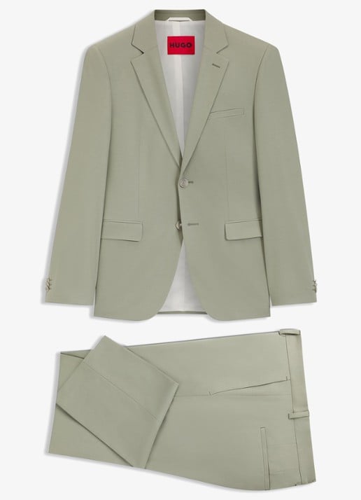 HUGO Arti-Hesten253X slim fit 2-delig pak in wolblend - voorkant 7 light/pastel green-337 / groen