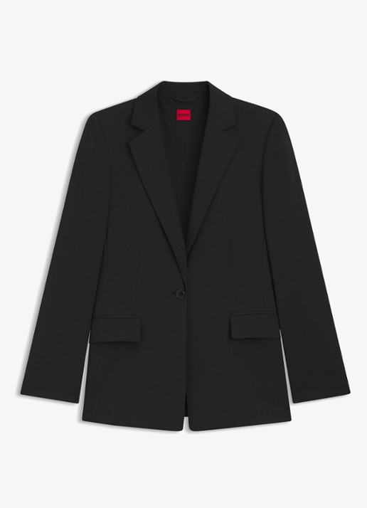 HUGO Atana blazer in wolblend met klepzakken - voorkant 4 zwart