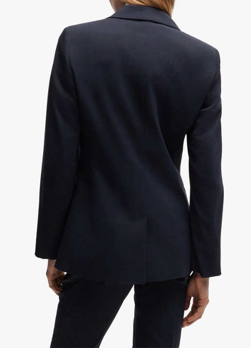 HUGO Atana blazer in wolblend met klepzakken - achterkant 3 donkerblauw