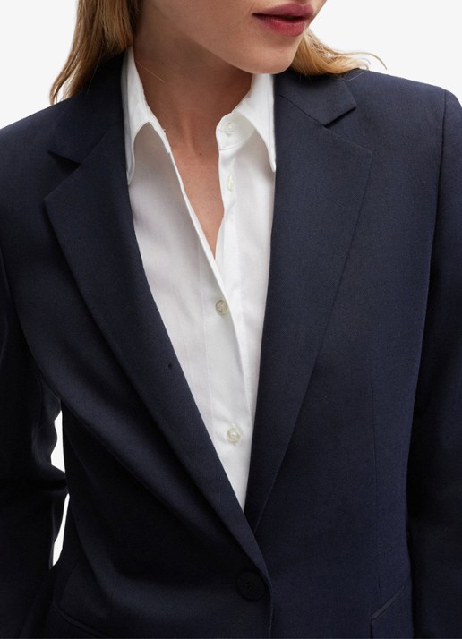 HUGO Atana blazer in wolblend met klepzakken - detail 5 donkerblauw