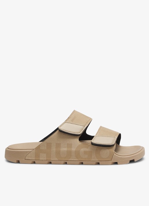 HUGO Badslipper met logo - voorkant 4 beige