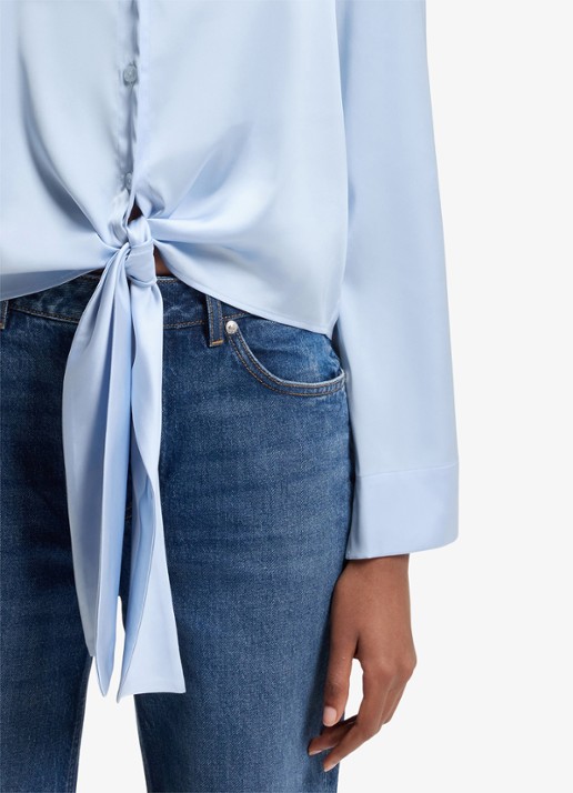 HUGO Blouse met geknoopt detail - detail 5 open blue-476 / blauw