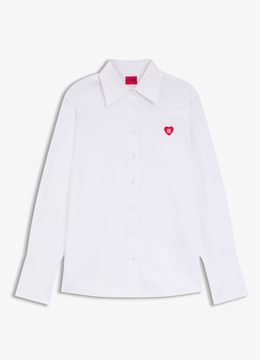 HUGO Blouse met logo - voorkant wit