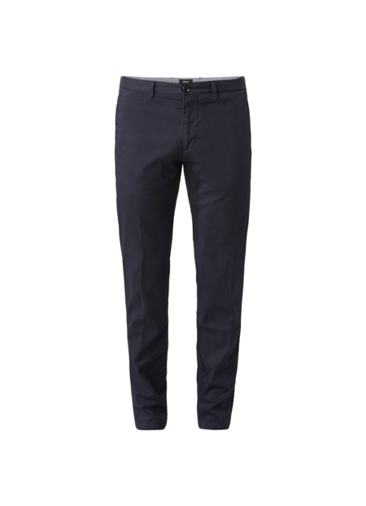 HUGO BOSS Crigan3-D Straight fit chino met stretch - voorkant 4 donkerblauw