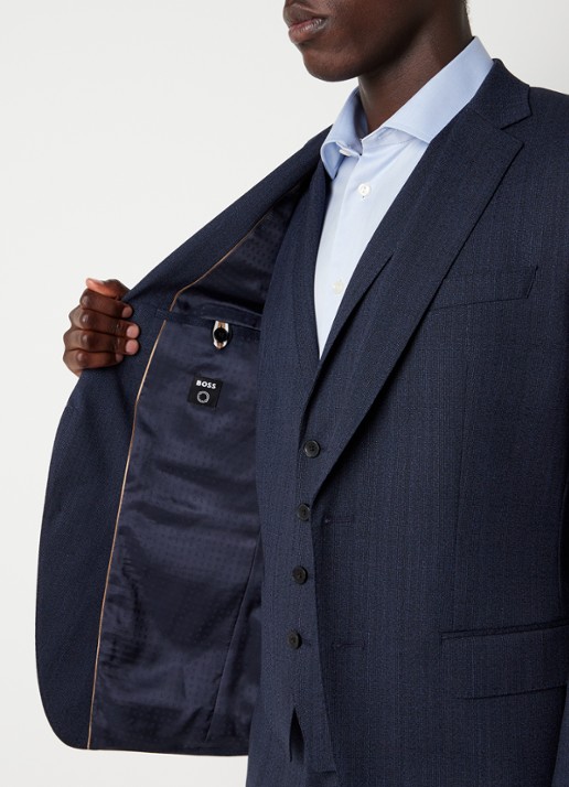 HUGO BOSS H-Huge slim fit 3-delig pak van wol met klepzakken  - detail 5 donkerblauw