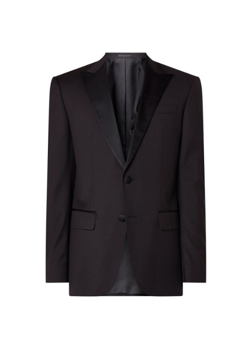 HUGO BOSS Halwod regular fit colbert met revers van satijn - voorkant 4 zwart