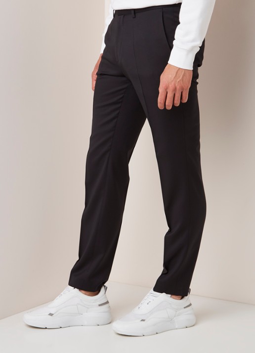 HUGO BOSS Henford slim fit pantalon met persplooi - detail 4 zwart