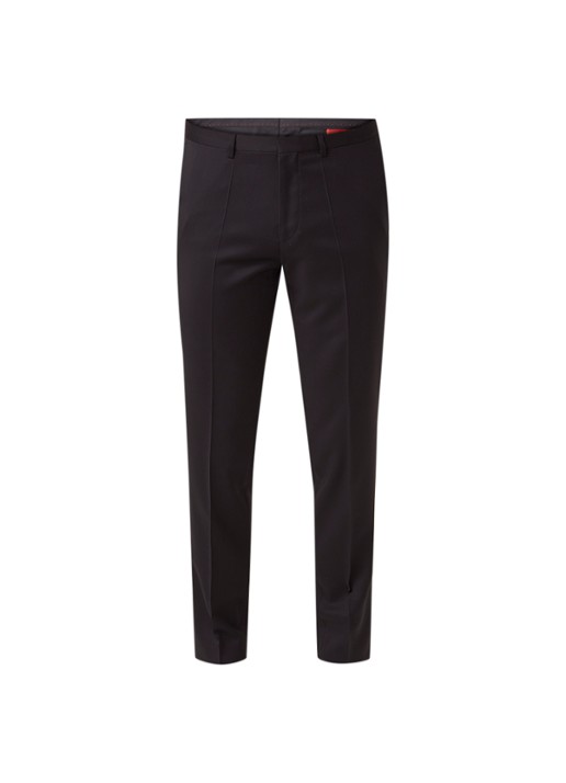 HUGO BOSS Henford slim fit pantalon met persplooi - voorkant zwart