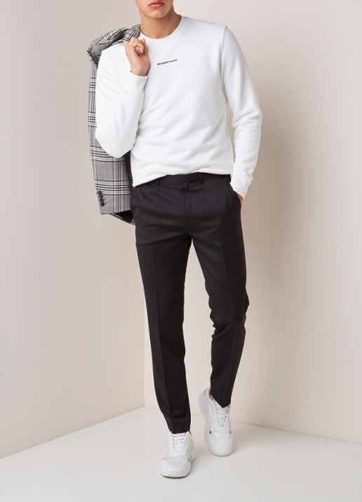 HUGO BOSS Henford slim fit pantalon met persplooi - voorkant 2 zwart