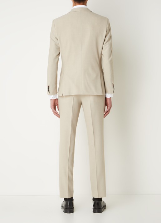 HUGO BOSS Henry slim fit 3-delig pak in scheerwolblend - achterkant 4 beige