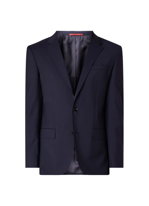 HUGO BOSS Henry slim fit colbert van wol - voorkant 2 donkerblauw