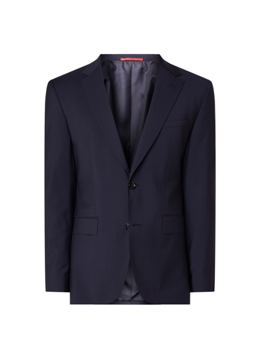 HUGO BOSS Jeffery regular fit colbert van scheerwol - voorkant 3 donkerblauw
