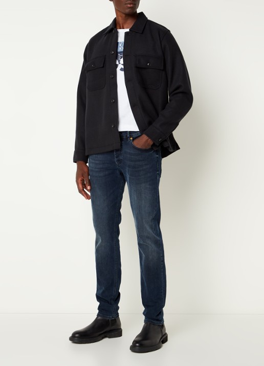 HUGO BOSS Lovvo overshirt van fleece met borstzakken - voorkant 2 zwart