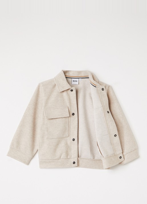 HUGO BOSS Overshirt in wolblend - voorkant 2 beige